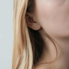 Load image into Gallery viewer, Pave Moon and Lightning Studs in Sterling Silver
